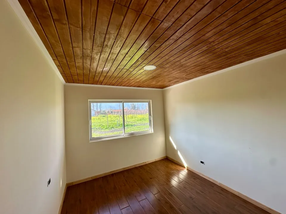 Interior con cielo revestido en madera en San Vicente de Tagua Tagua